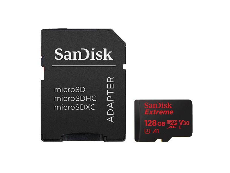 Sandisk Extreme microSDXC 128GB + SD Adapter for Action Sports Cameras - works w