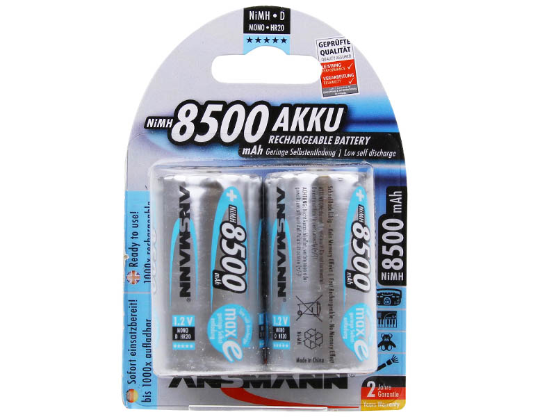 ANSMANN Mono - D size - Pack of 2,NiMH Rechargeable Batteries