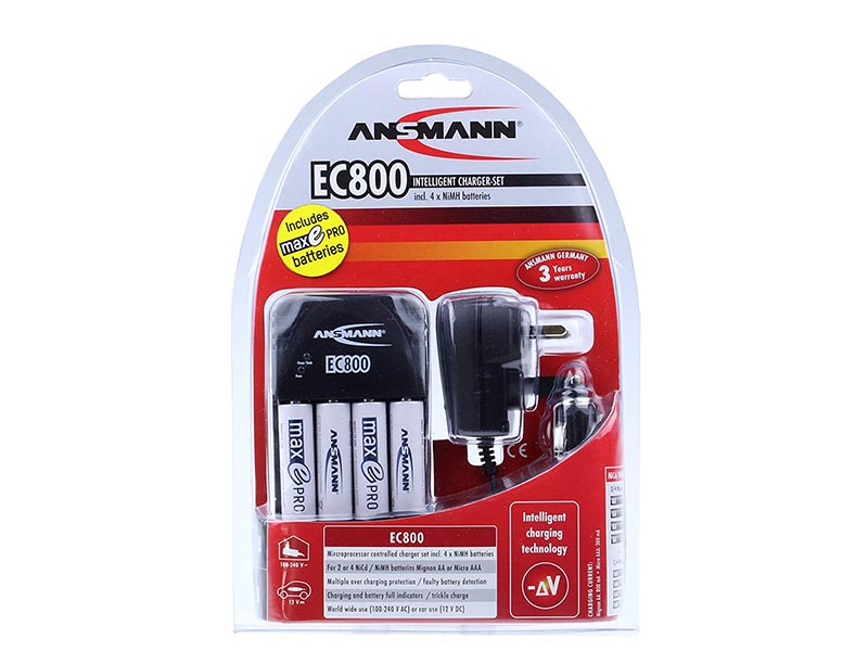 ANSMANN EC 800 UK(Inc. 4 x 1900 AA Maxe Pro Cells),Consumer Battery Chargers,Global Line Charger