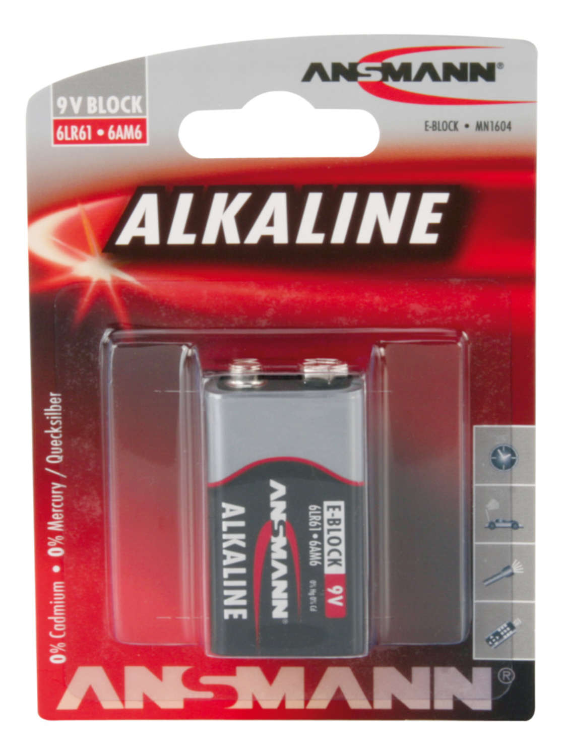 ANSMANN 9V E-Block - Pack of 1,Non - Rechargeable Batteries,Red Line Alkaline Range