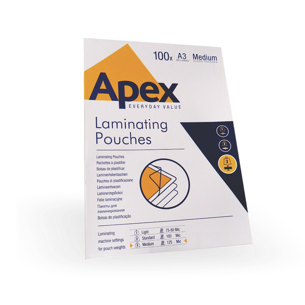 Fellowes POUCHES 100pcs - A3 125 microns Gloss Apex