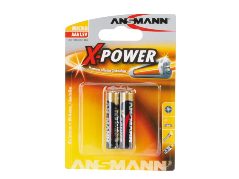 ANSMANN Micro - AAA size - Pack of 2,Non - Rechargeable Batteries,X-Power Alkaline Range