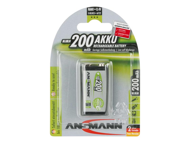 ANSMANN 9V E-Block - Pack of 1 ,NiMH Rechargeable Batteries