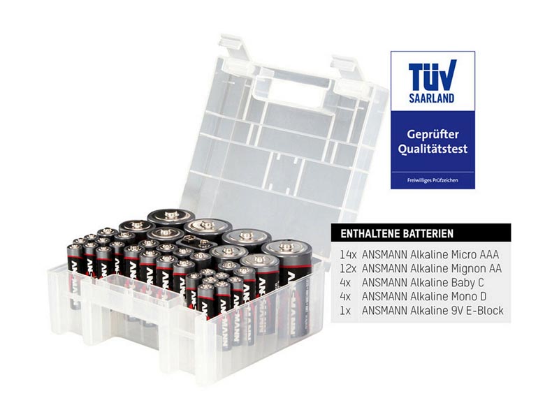 ANSMANN 35pc Battery Box - Alkaline Multipack,Non - Rechargeable Batteries,Red Line Alkaline Range
