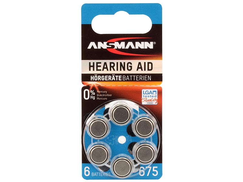 ANSMANN Zinc Air 675 - Pack of 6,Non - Rechargeable Batteries,Hearing Aid Batteries