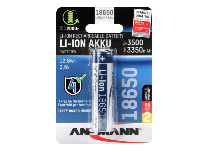 ANSMANN 18650 Lithium-Ion Battery - 3500mAh - NEW,Li-Ion Rechargeable Charger & Battery