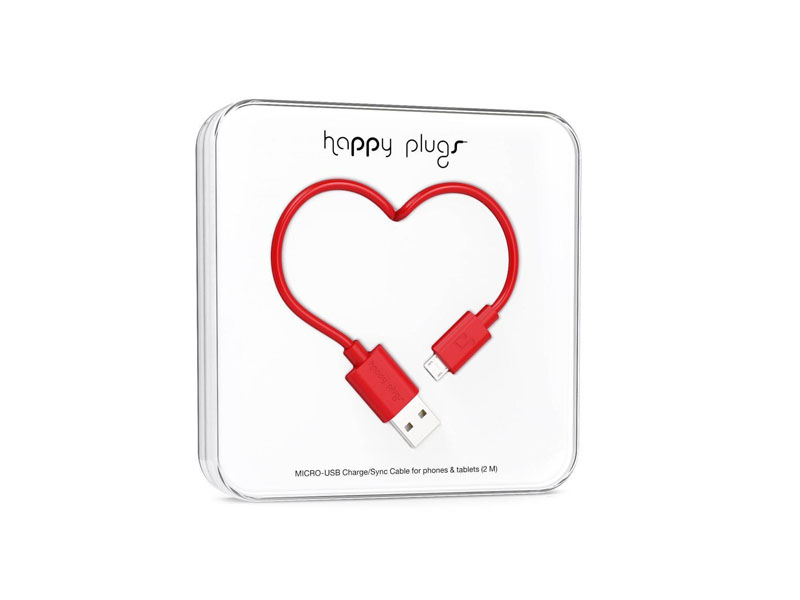 Happy Plugs Micro-USB to USB Charge/Sync Cable (2.0m) - Red