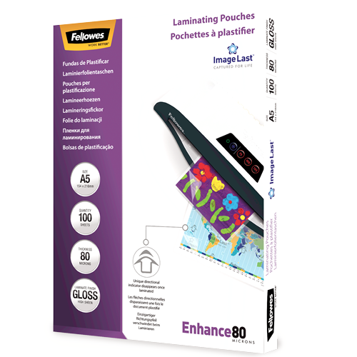 Fellowes LAMINATING POUCH  pack of 100 / A5 80 microns