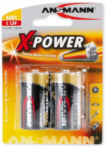 ANSMANN Baby - C size - Pack of 2,Non - Rechargeable Batteries,X-Power Alkaline Range