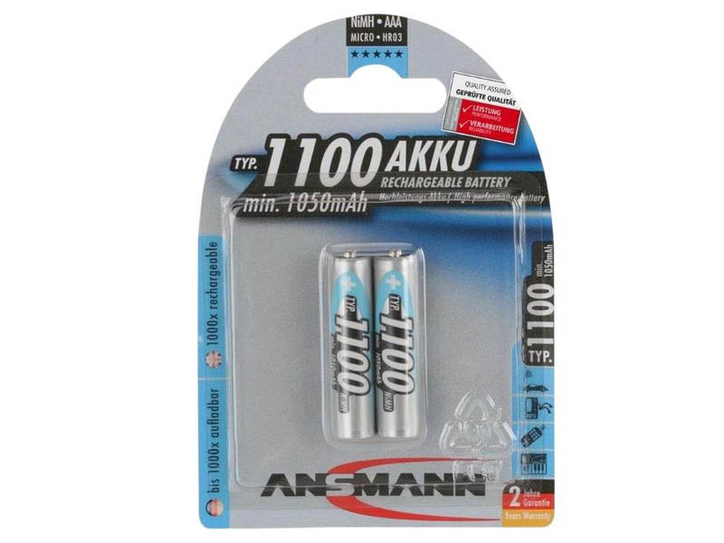 ANSMANN Micro - AAA size - Pack of 2,NiMH Rechargeable Batteries