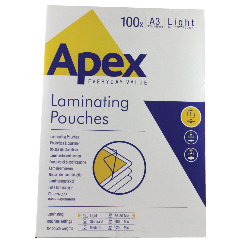 Fellowes POUCHES 100pcs - A3 80 microns Apex