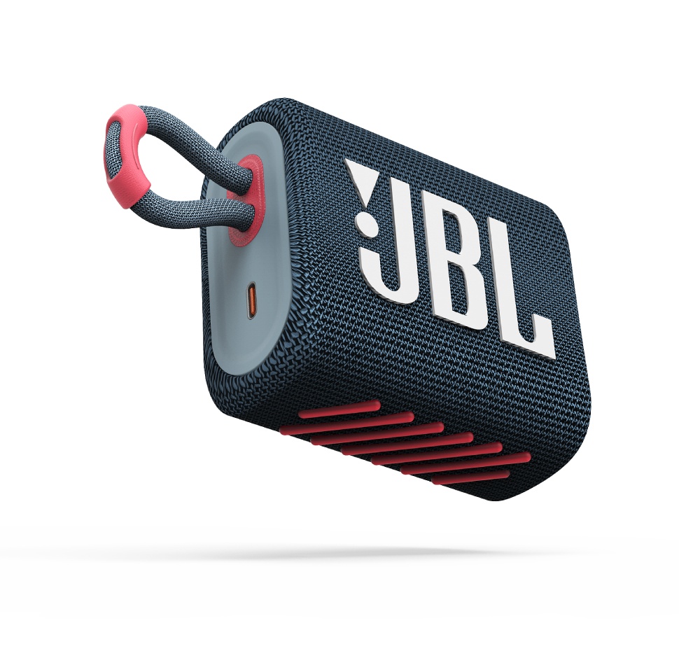 JBL GO3, Portable Bluetooth Speaker, Waterproof IP67, (Blue-Pink)