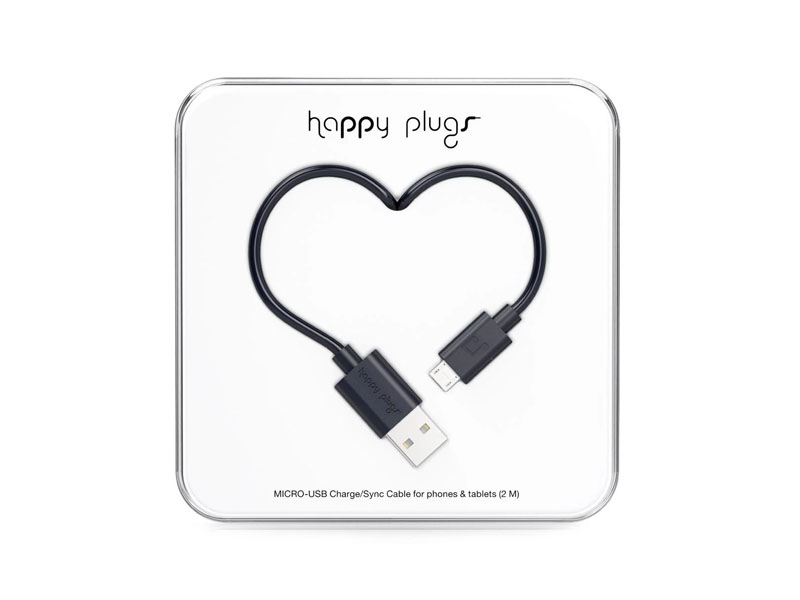 Happy Plugs Micro-USB to USB Charge/Sync Cable (2.0m) - Black