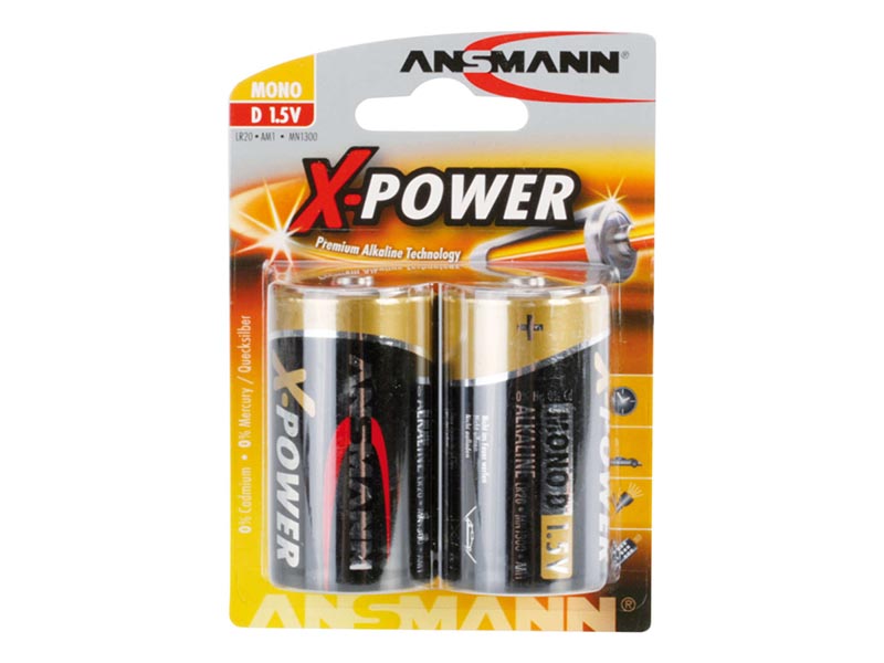 ANSMANN Mono - D size - Pack of 2,Non - Rechargeable Batteries,X-Power Alkaline Range