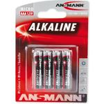 ANSMANN Micro - AAA size - Pack of 4,Non - Rechargeable Batteries,Red Line Alkaline Range