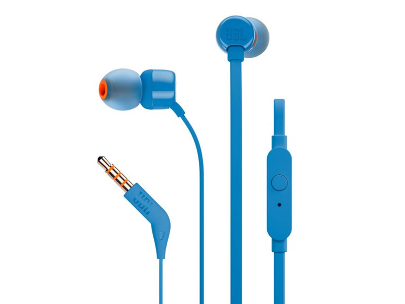 JBL T110, InEar Universal Headphones 1-button Mic/Remote (Blue)