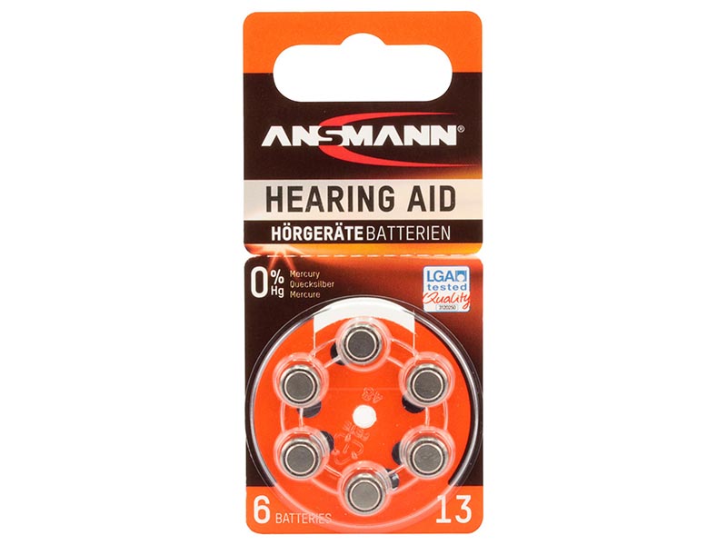 ANSMANN Zinc Air 13 - Pack of 6,Non - Rechargeable Batteries,Hearing Aid Batteries