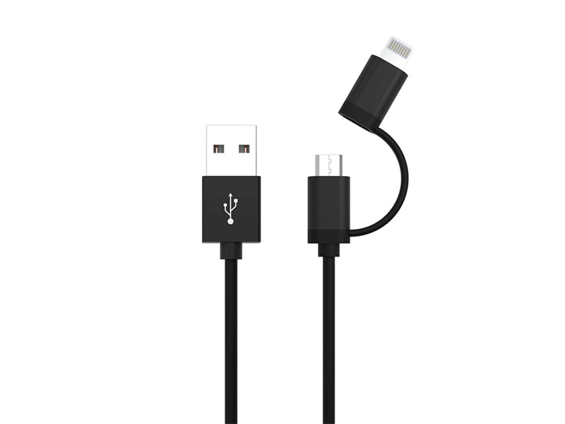 ANSMANN 2 in 1 USB Cable - Micro USB & Apple Lightning - NEW,Travel Power, USB Charging and Data Cab