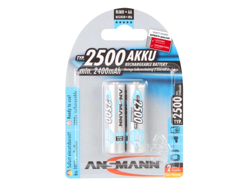 ANSMANN Mignon - AA size - Pack of 2,NiMH Rechargeable Batteries