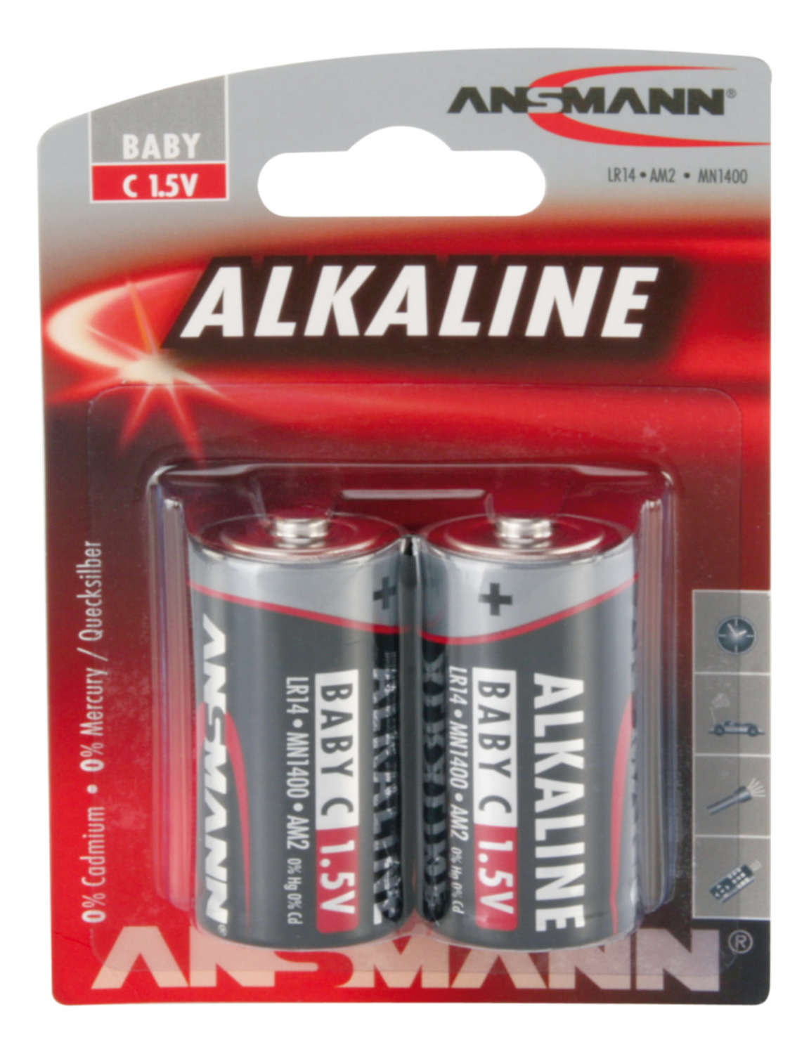 ANSMANN Baby - C size - Pack of 2,Non - Rechargeable Batteries,Red Line Alkaline Range