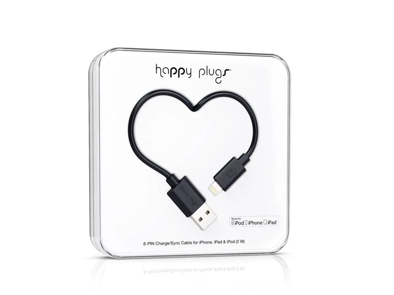 Happy Plugs Lightning to USB Charge/Sync Cable (2.0m) - Black