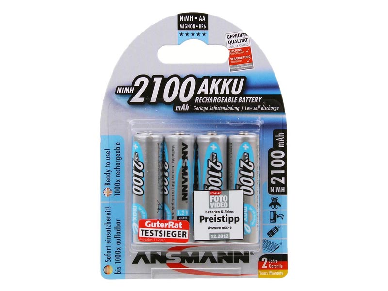 ANSMANN Mignon - AA size - Pack of 4,NiMH Rechargeable Batteries