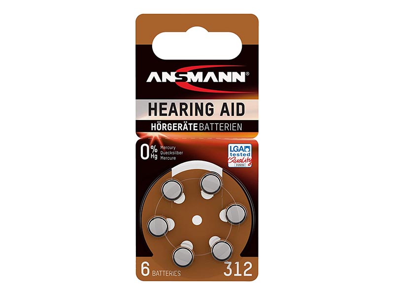 ANSMANN Zinc Air 312 - Pack of 6,Non - Rechargeable Batteries,Hearing Aid Batteries