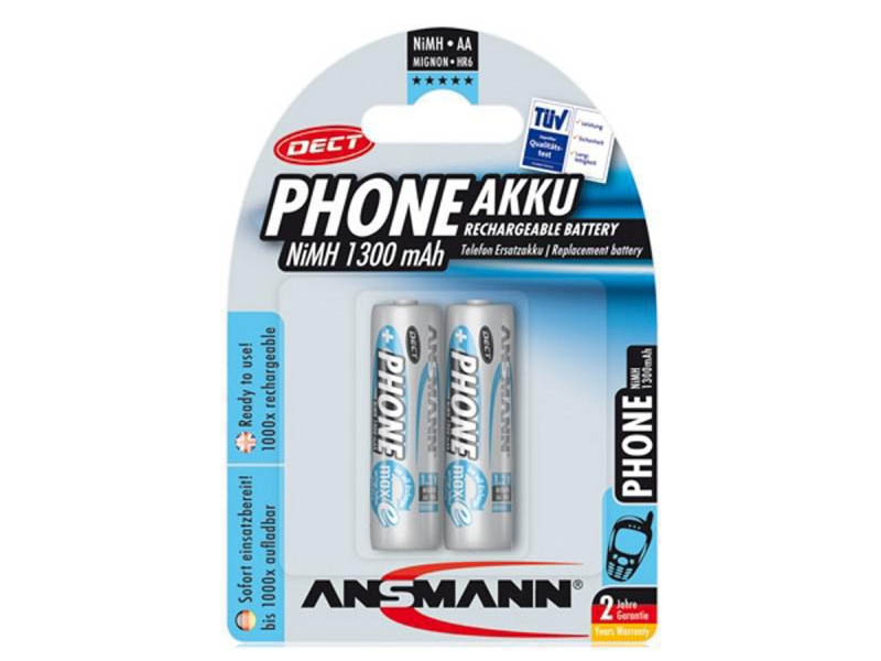 ANSMANN Mignon - AA - Pack of 2,NiMH Rechargeable Batteries,DECT Rechargeable Batteries for Handsets