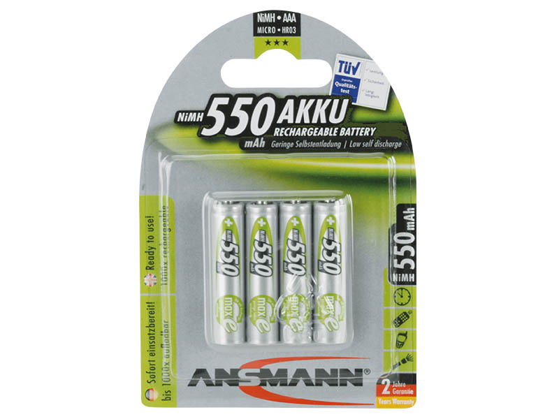 ANSMANN Micro - AAA size - Pack of 4, NiMH Rechargeable Batteries