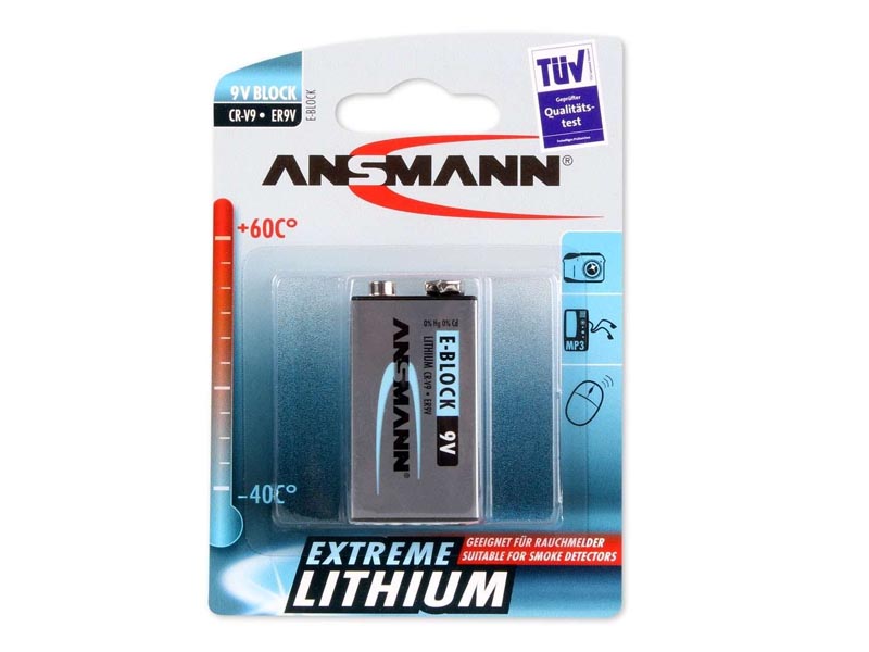 ANSMANN 9V Block - Pack of 1,Non - Rechargeable Batteries,Extreme Lithium Range
