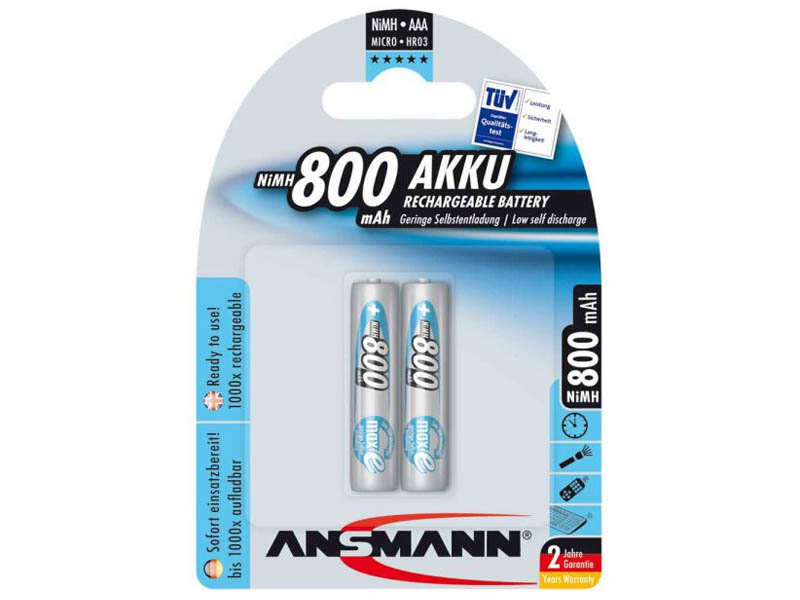 ANSMANN Micro - AAA size - Pack of 2,NiMH Rechargeable Batteries