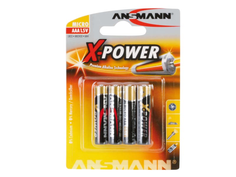 ANSMANN Micro - AAA size - Pack of 4,Non - Rechargeable Batteries,X-Power Alkaline Range