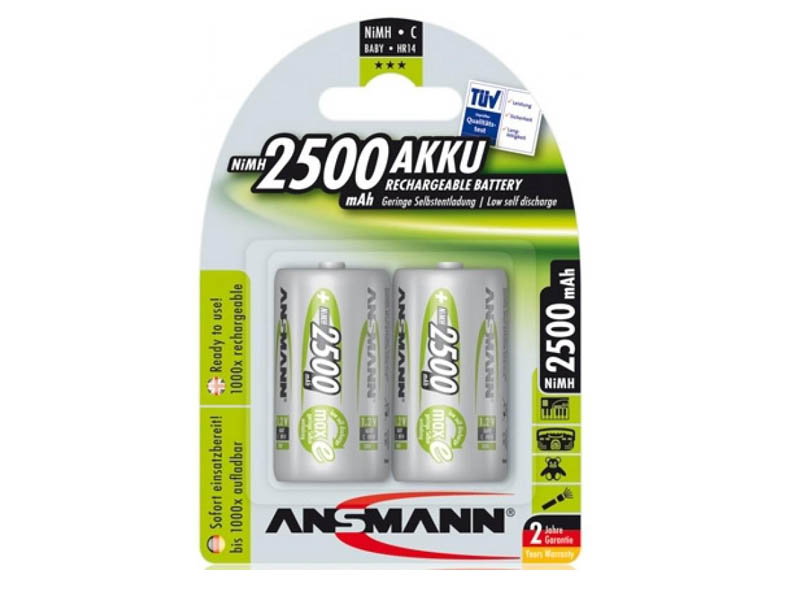 ANSMANN Baby - C size - Pack of 2,NiMH Rechargeable Batteries