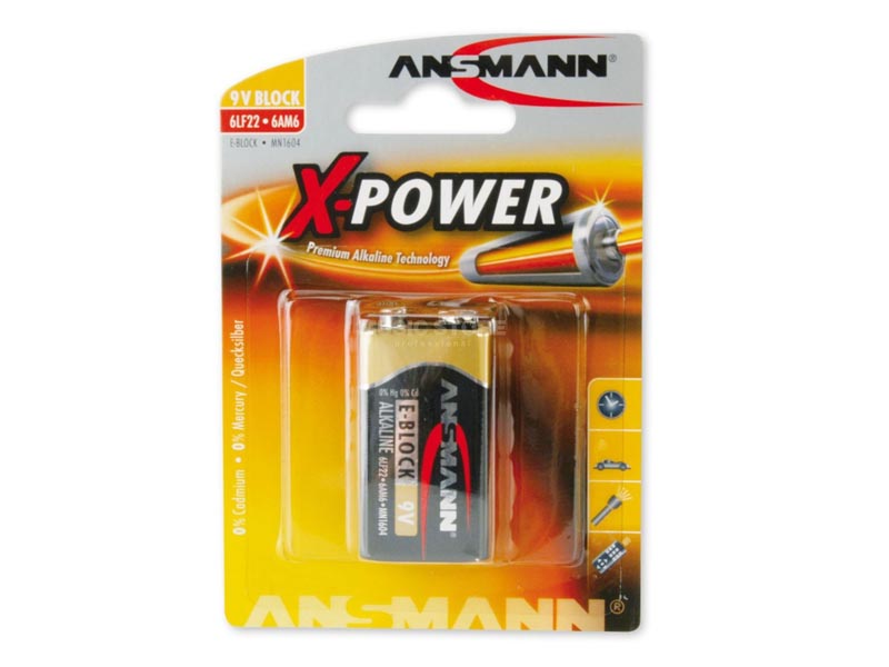 ANSMANN 9V E-Block - Pack of 1,Non - Rechargeable Batteries,X-Power Alkaline Range