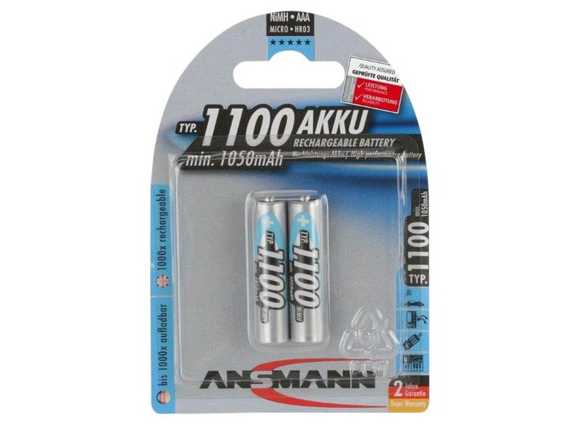 ANSMANN Micro - AAA size - Pack of 2,NiMH Rechargeable Batteries