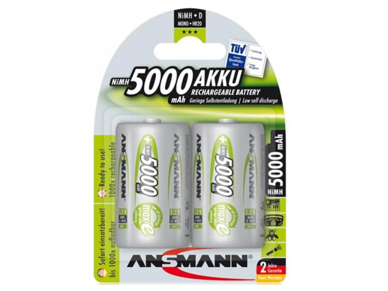 ANSMANN Mono - D size - Pack of 2,NiMH Rechargeable Batteries